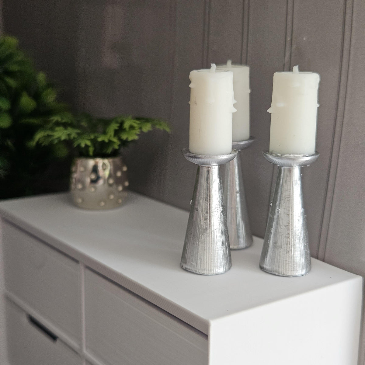 Dolls House Candle Stick Set | 3 Mini Candles & Holders | Mantel & Table Decor | 1:12 Scale