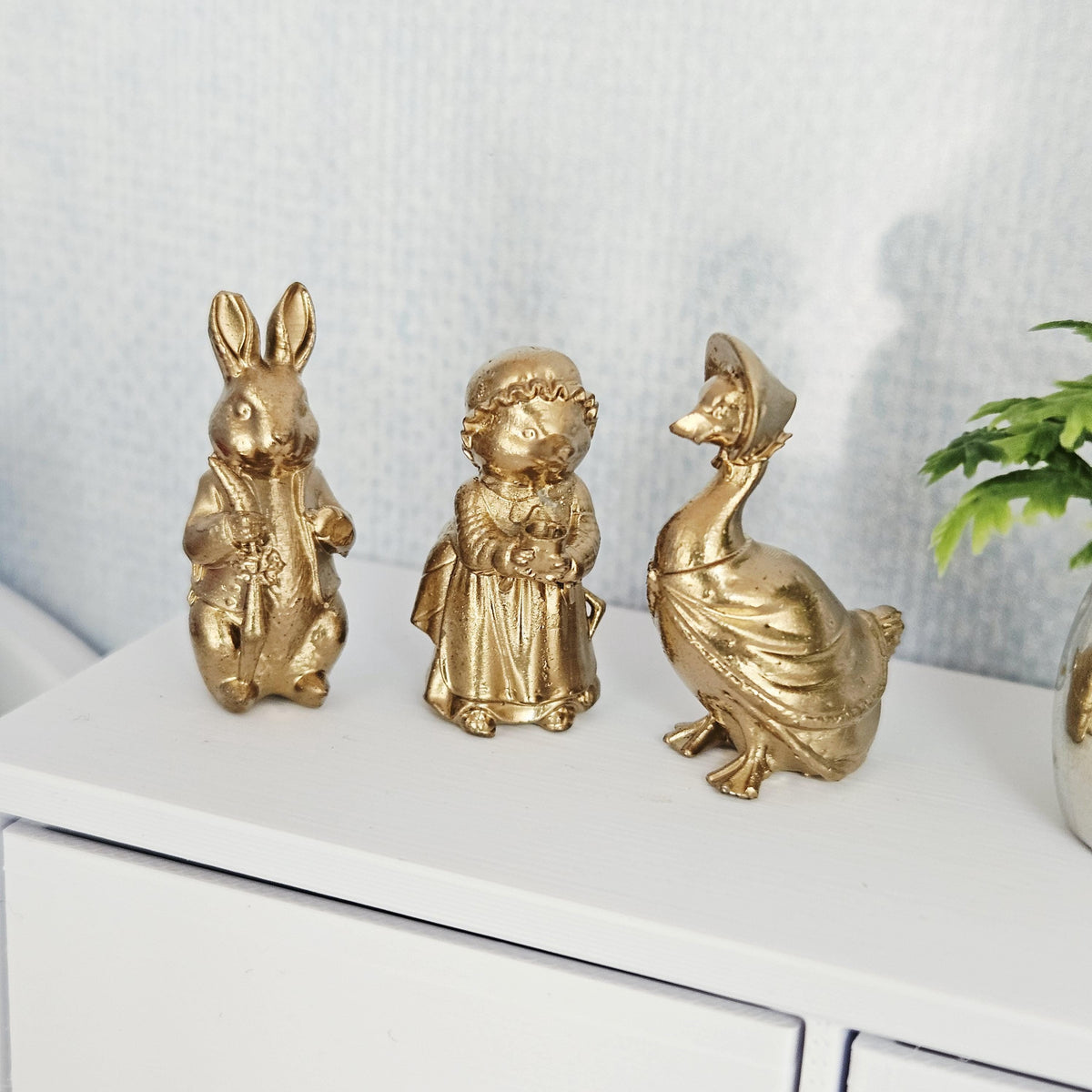 Dolls House Animal Ornament Set | Rabbit, Hedgehog & Duck | Miniature Nursery Decor | 1:12 Scale