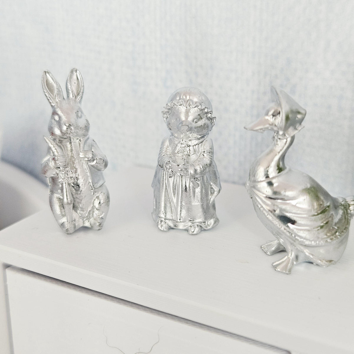 Dolls House Animal Ornament Set | Rabbit, Hedgehog & Duck | Miniature Nursery Decor | 1:12 Scale