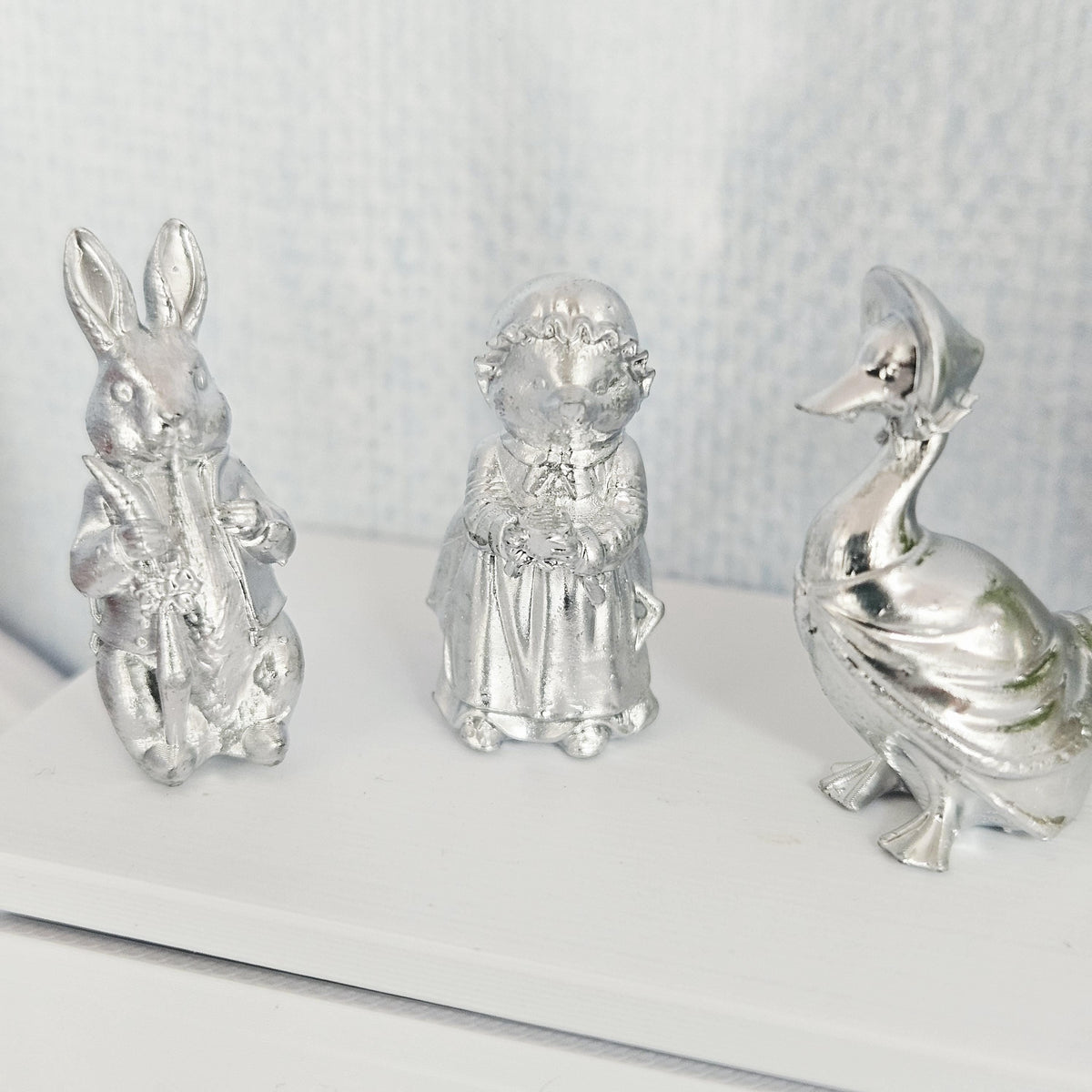 Dolls House Animal Ornament Set | Rabbit, Hedgehog & Duck | Miniature Nursery Decor | 1:12 Scale