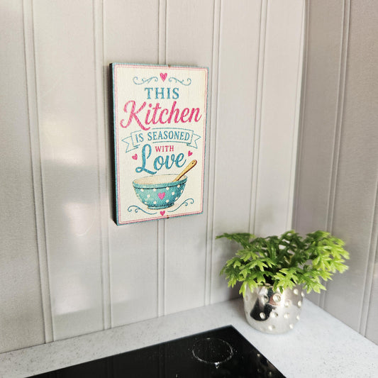 Seasoned With Love Kitchen Sign – alternate view 2 | 1:12 scale dolls house miniature