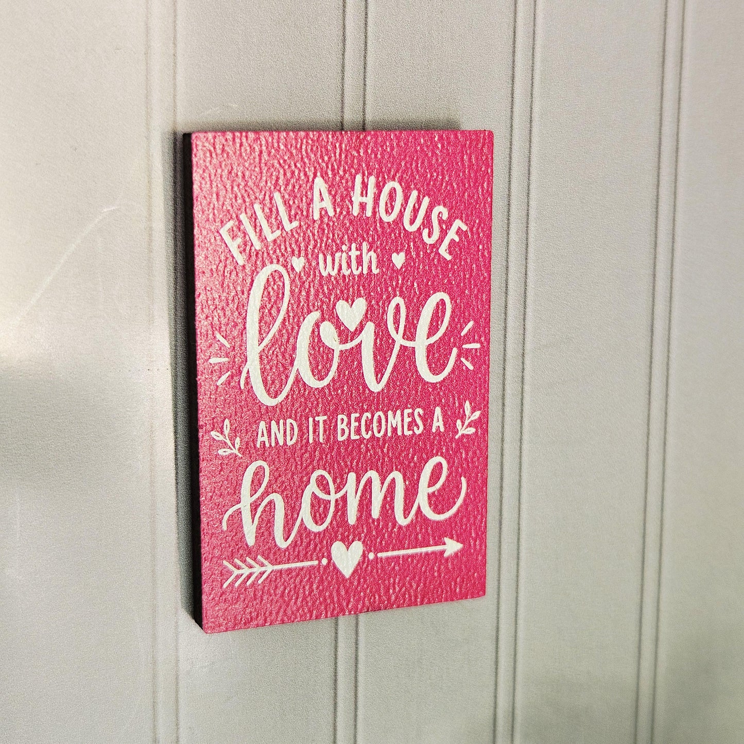 Dolls House Love Quote Wall Sign | Fill a House with Love | 1:12 Scale Miniature Home Decor | 25–40mm
