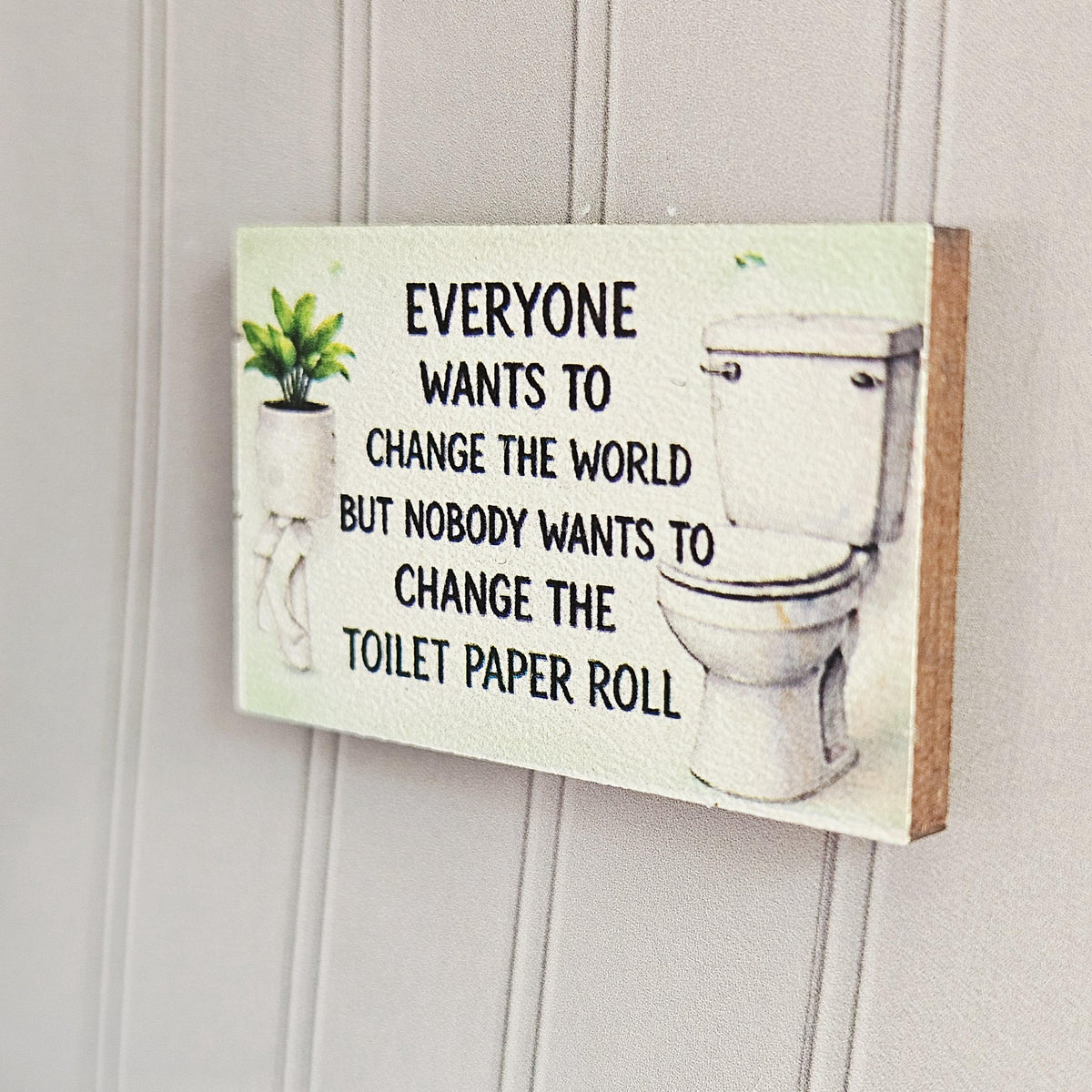 Dolls House Bathroom Wall Sign | Funny Toilet Roll Quote | Mini Wooden Wall Art | 1:12 Scale