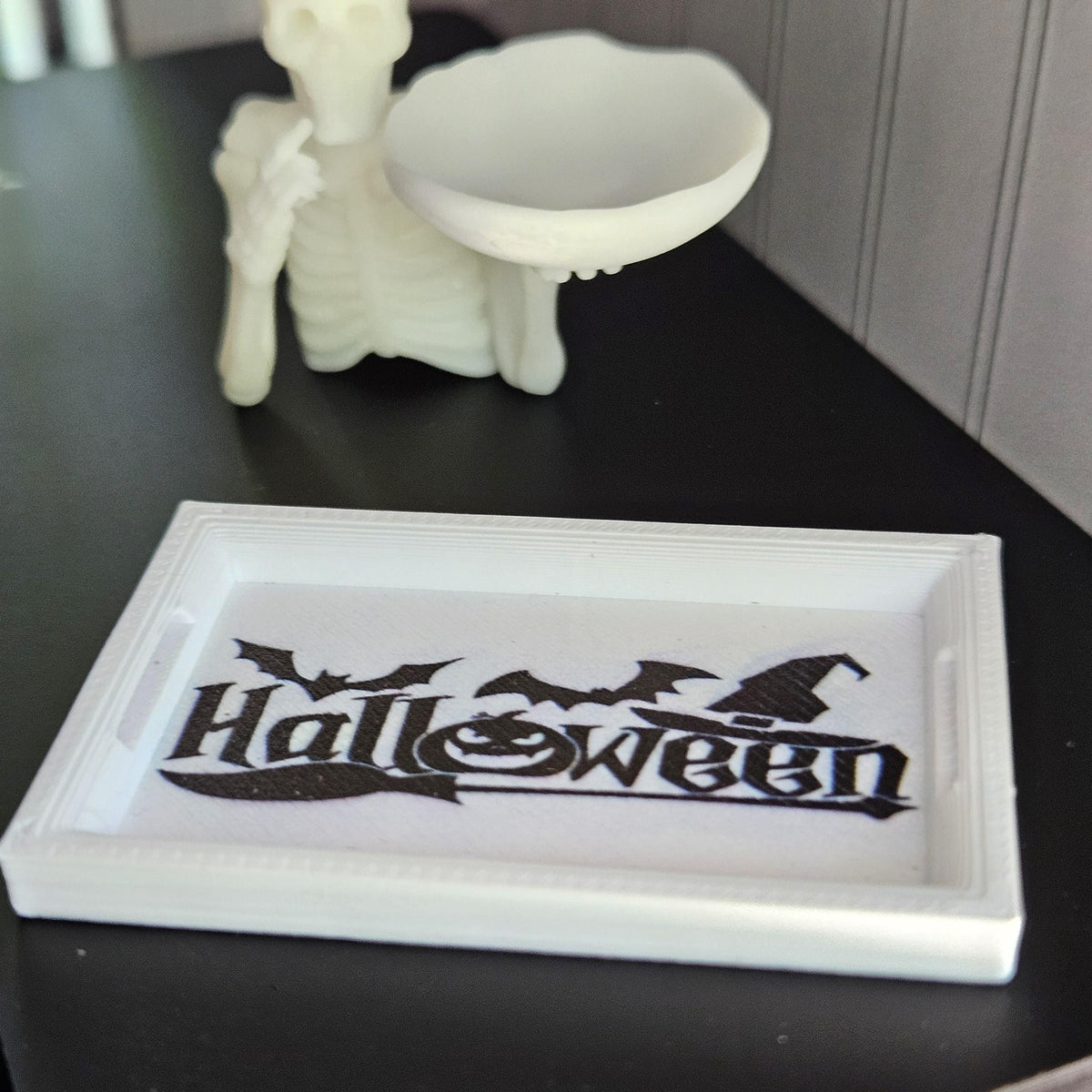 Dolls House Halloween Tray | Mini Serving Tray with Handles | Spooky Decor | 1:12 Scale