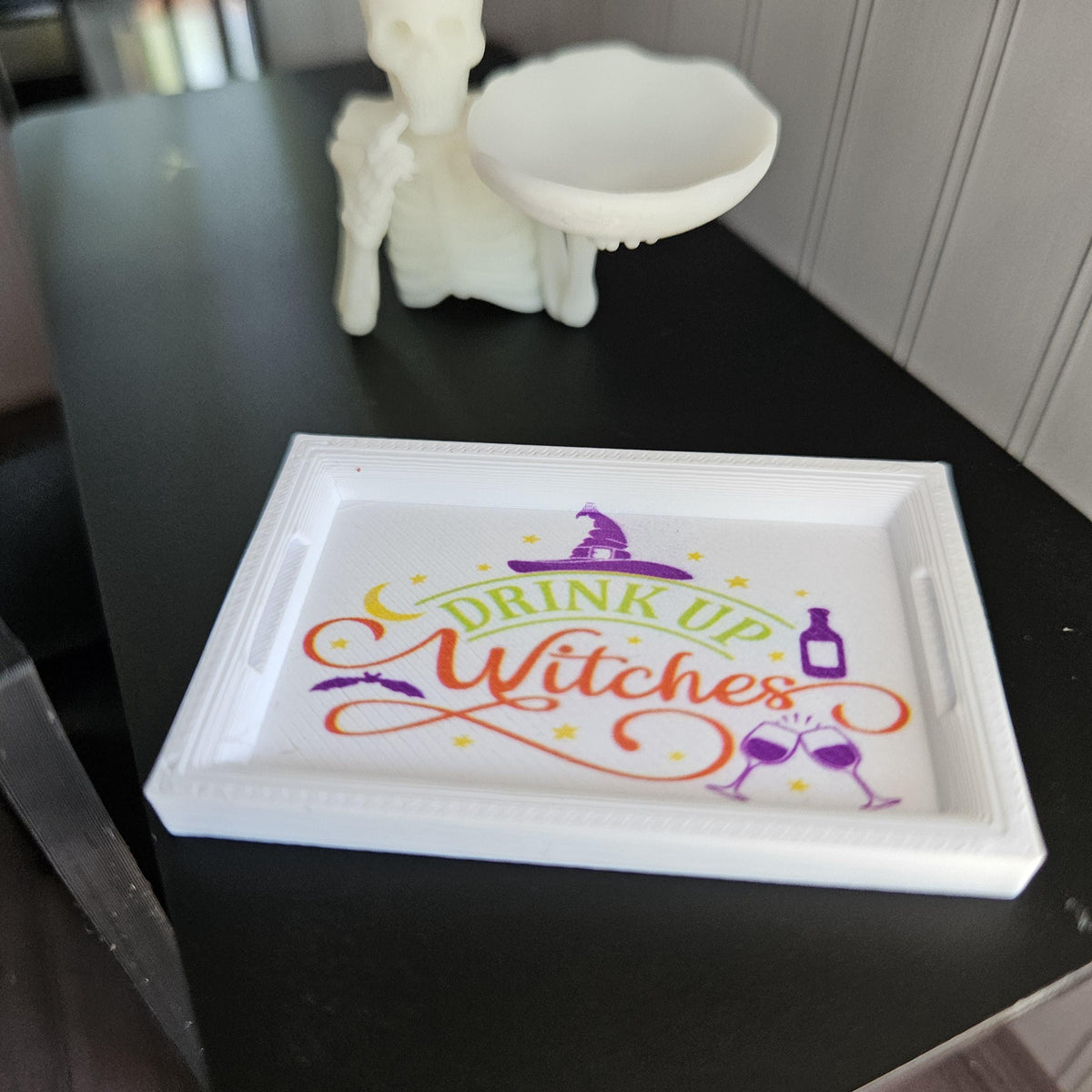 Dolls House Halloween Tray | “Drink Up Witches” Serving Tray | Mini Drinks Tray | 1:12 Scale