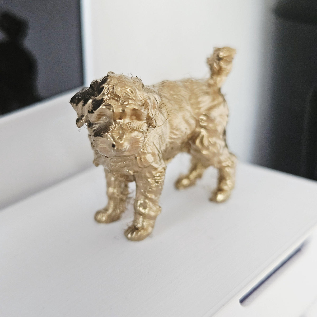 Dolls House Cockapoo Dog Ornament | Miniature Pet Figure | Gold, Silver or Copper | 1:12 Scale