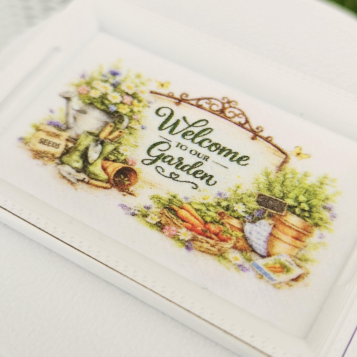 Dolls House Garden Tray | “Welcome to Our Garden” | Miniature Serving Tray | 1:12 Scale