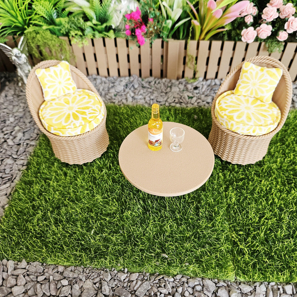 Garden Chair Set |Wooden Effect | 12th scale, Miniature