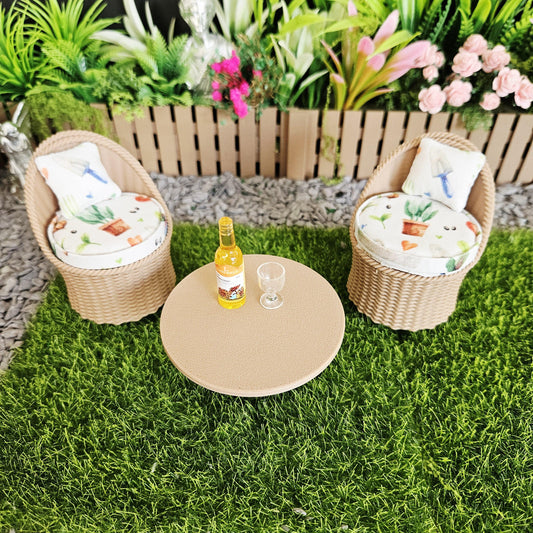 Garden Chair Set |Wooden Effect | 12th scale, Miniature