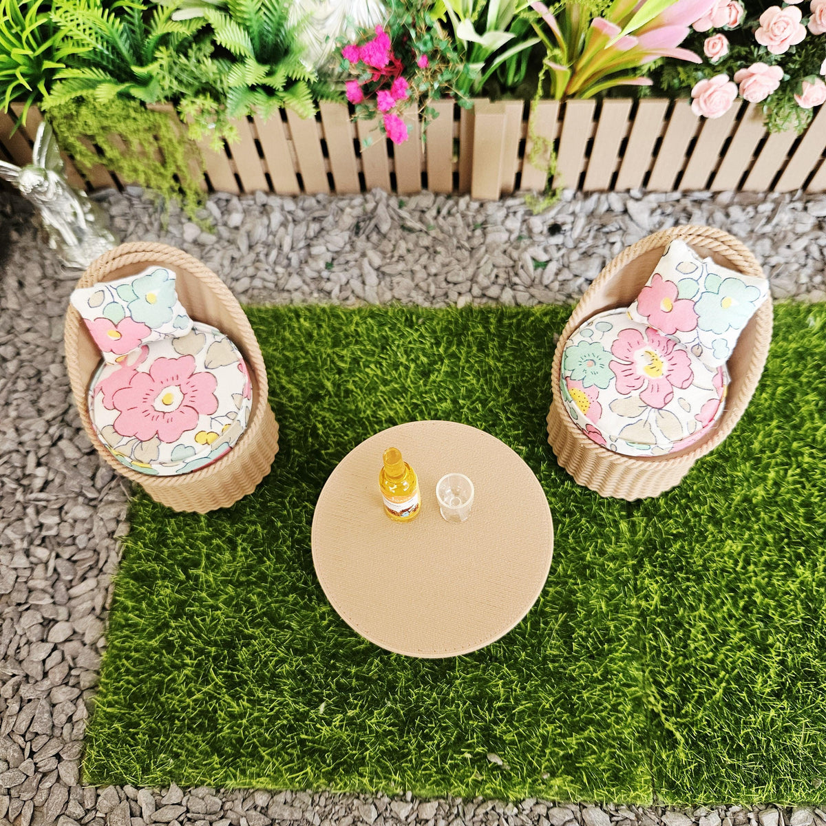 Garden Chair Set |Wooden Effect | 12th scale, Miniature