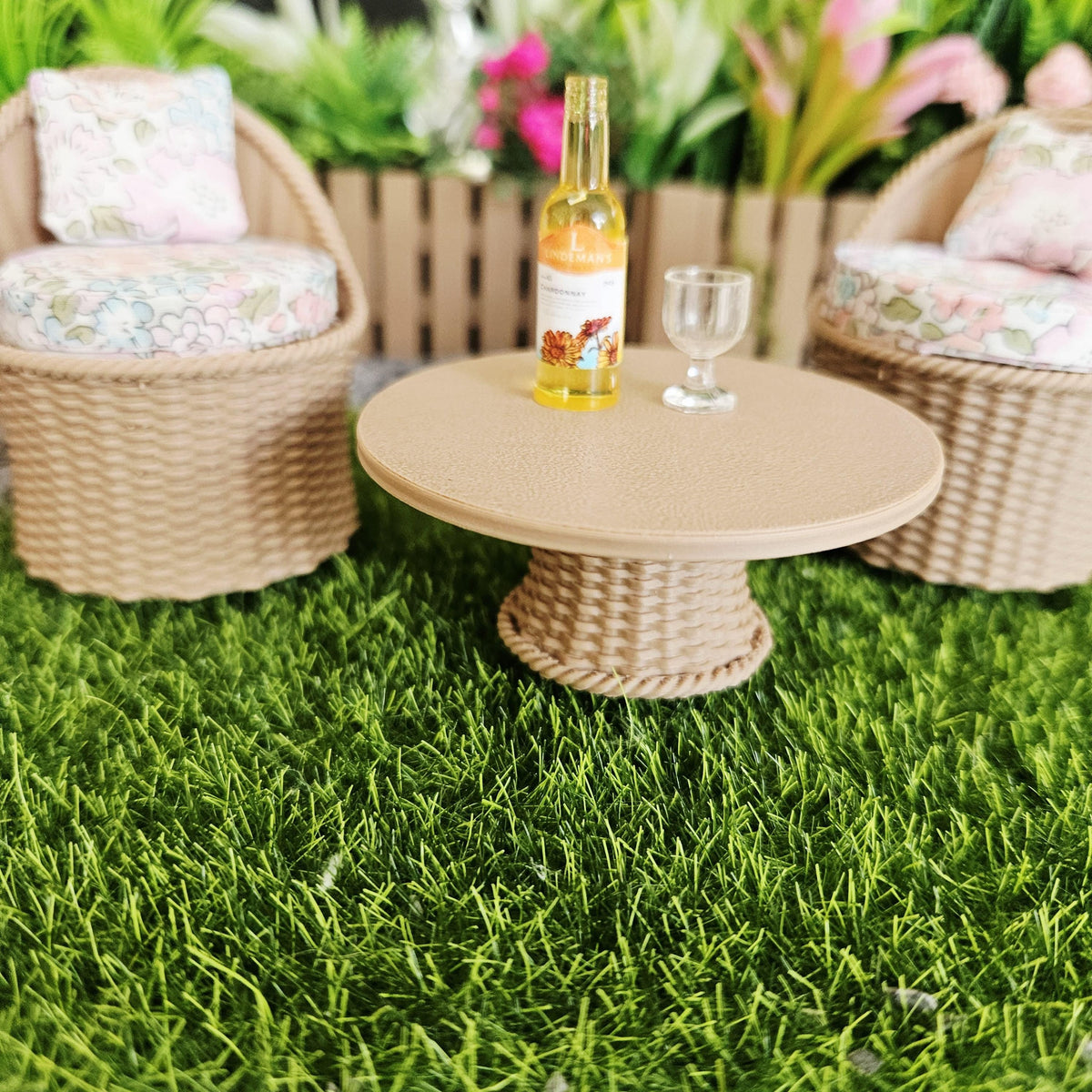 Garden Chair Set |Wooden Effect | 12th scale, Miniature