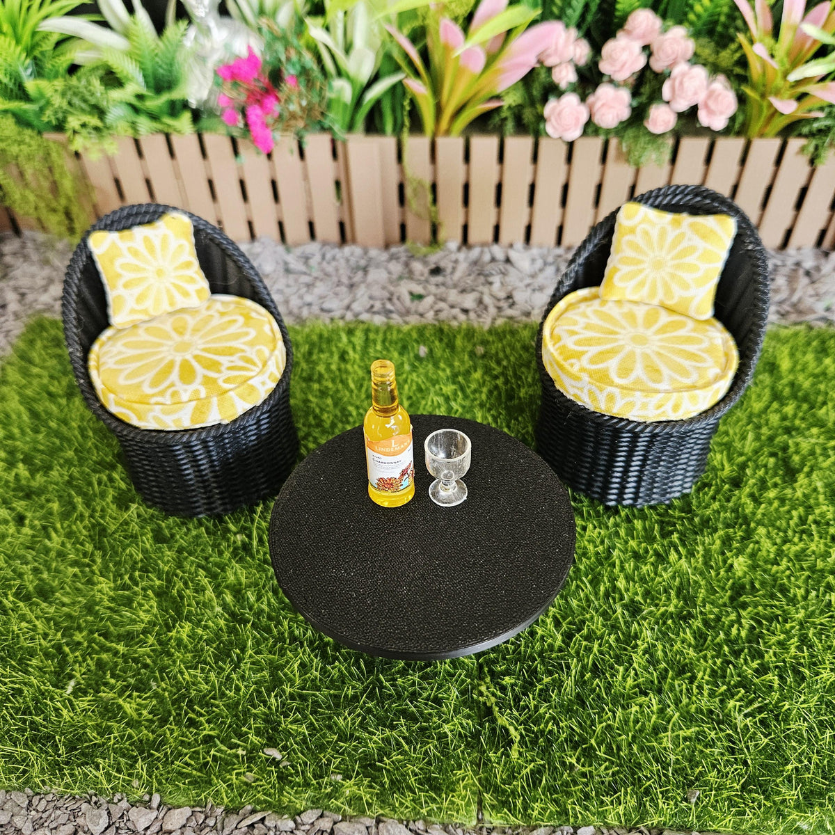 Garden Chair Set, Black, 12th scale