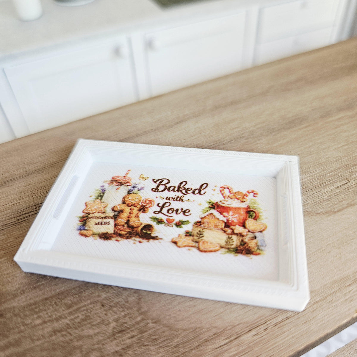 Dolls House Miniature Christmas Kitchen Tray, 1:12 Scale