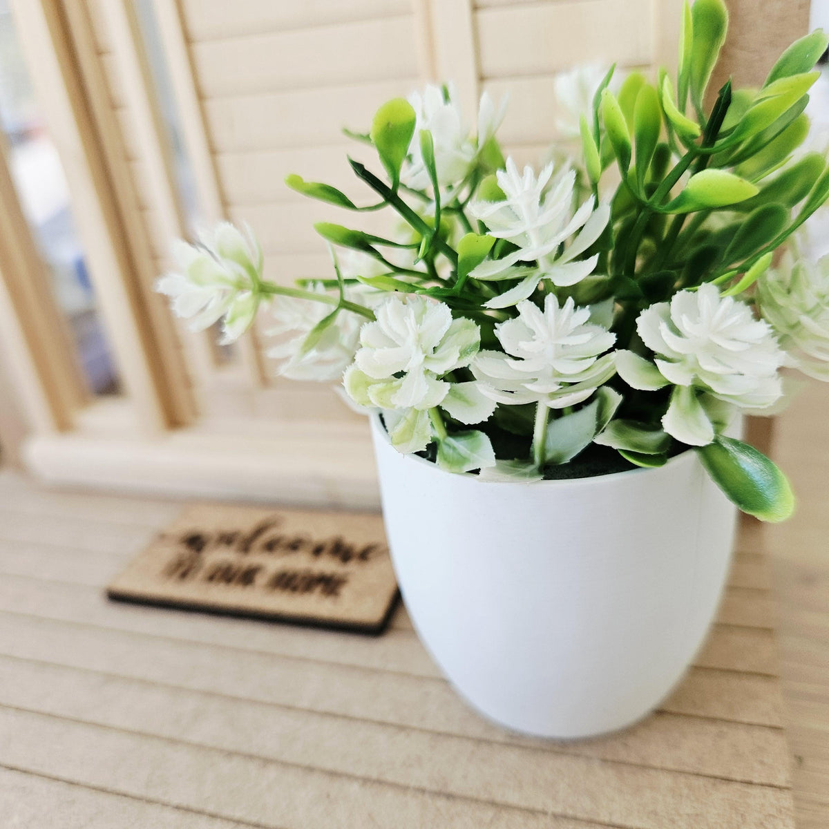 Large Plant Pot with White Flowers | Oversized Planter | Choice of Colours | 1:12 Scale