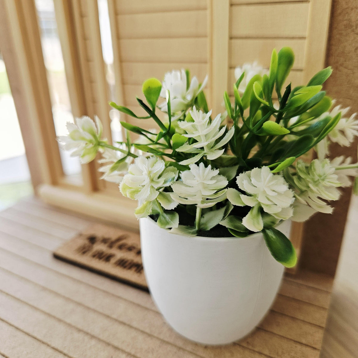 Large Plant Pot with White Flowers | Oversized Planter | Choice of Colours | 1:12 Scale