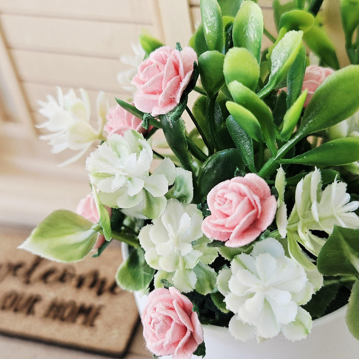 Large Plant Pot with White & Pink Flowers | Oversized Planter | Choice of Colours | 1:12 Scale