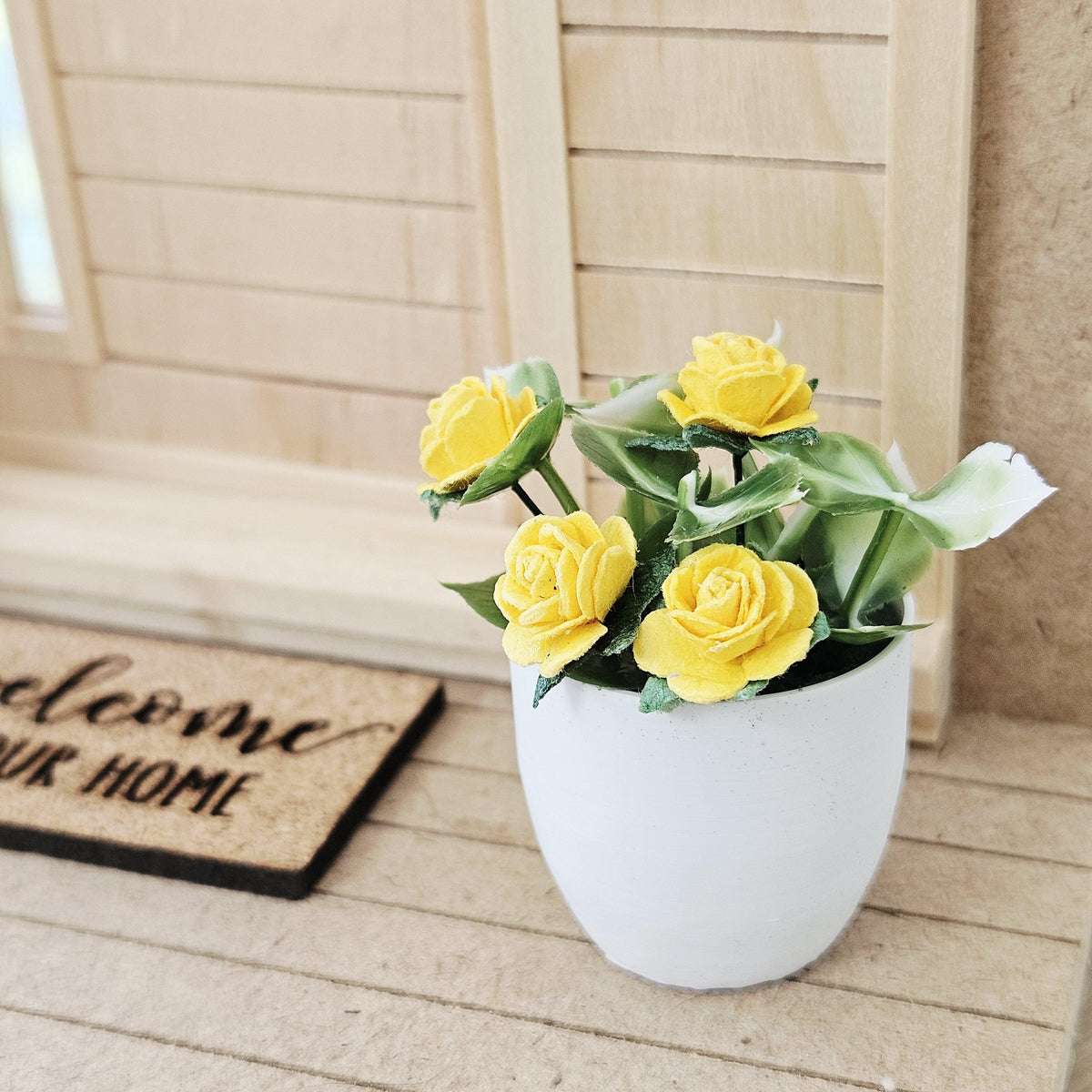 Modern Plant Pot with Roses | Oversized Planter | Choice of Colours | 1:12 Scale
