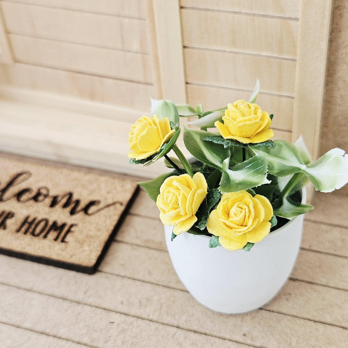 Modern Plant Pot with Roses | Oversized Planter | Choice of Colours | 1:12 Scale
