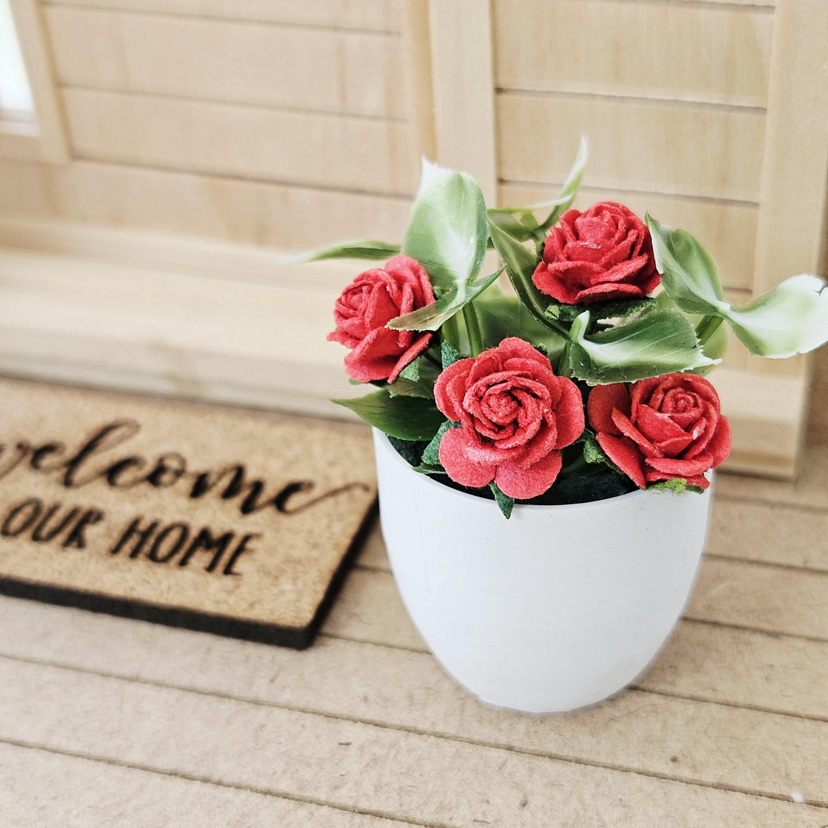 Modern Plant Pot with Roses | Oversized Planter | Choice of Colours | 1:12 Scale