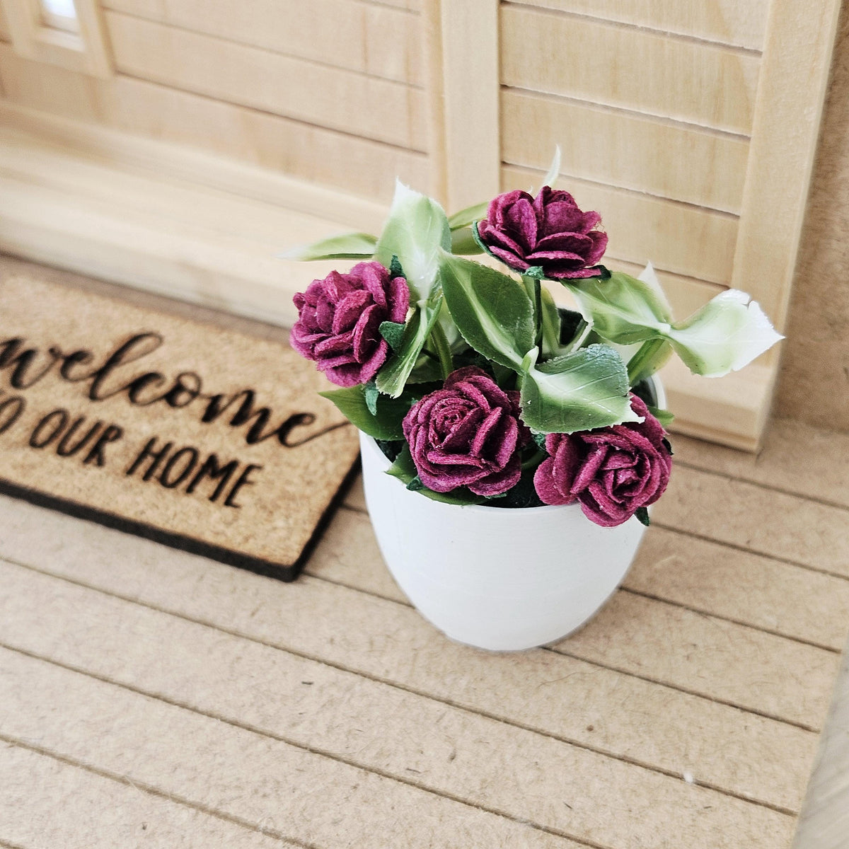 Modern Plant Pot with Roses | Oversized Planter | Choice of Colours | 1:12 Scale