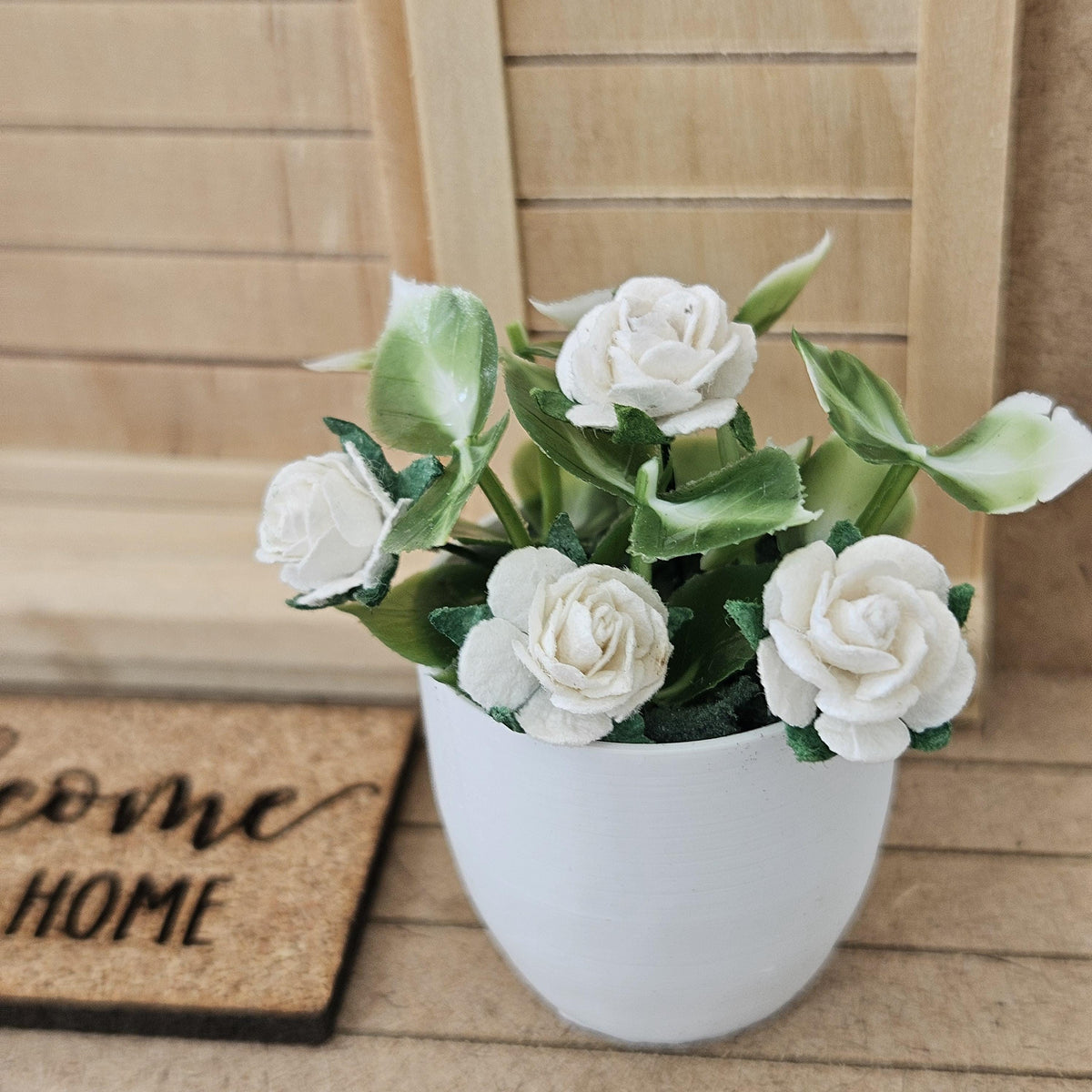 Modern Plant Pot with Roses | Oversized Planter | Choice of Colours | 1:12 Scale