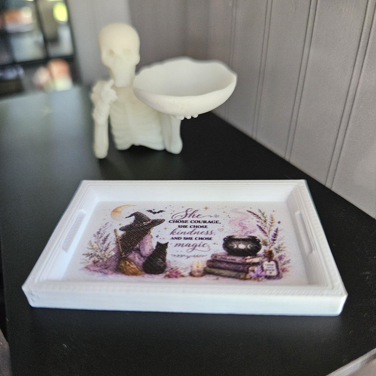 Halloween Tray | Witch Design Serving Tray | Miniature Autumn Decor | 12th Scale