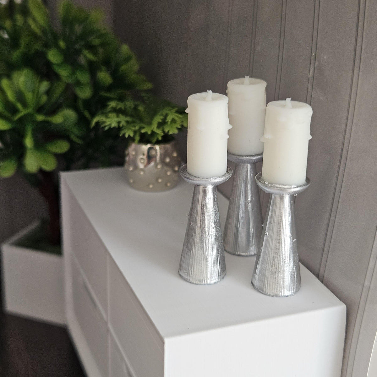 Dolls House Candle Stick Set | 3 Mini Candles & Holders | Mantel & Table Decor | 1:12 Scale