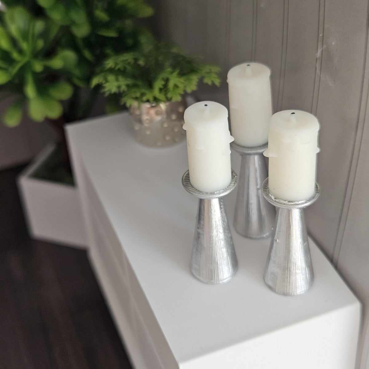 Dolls House Candle Stick Set | 3 Mini Candles & Holders | Mantel & Table Decor | 1:12 Scale