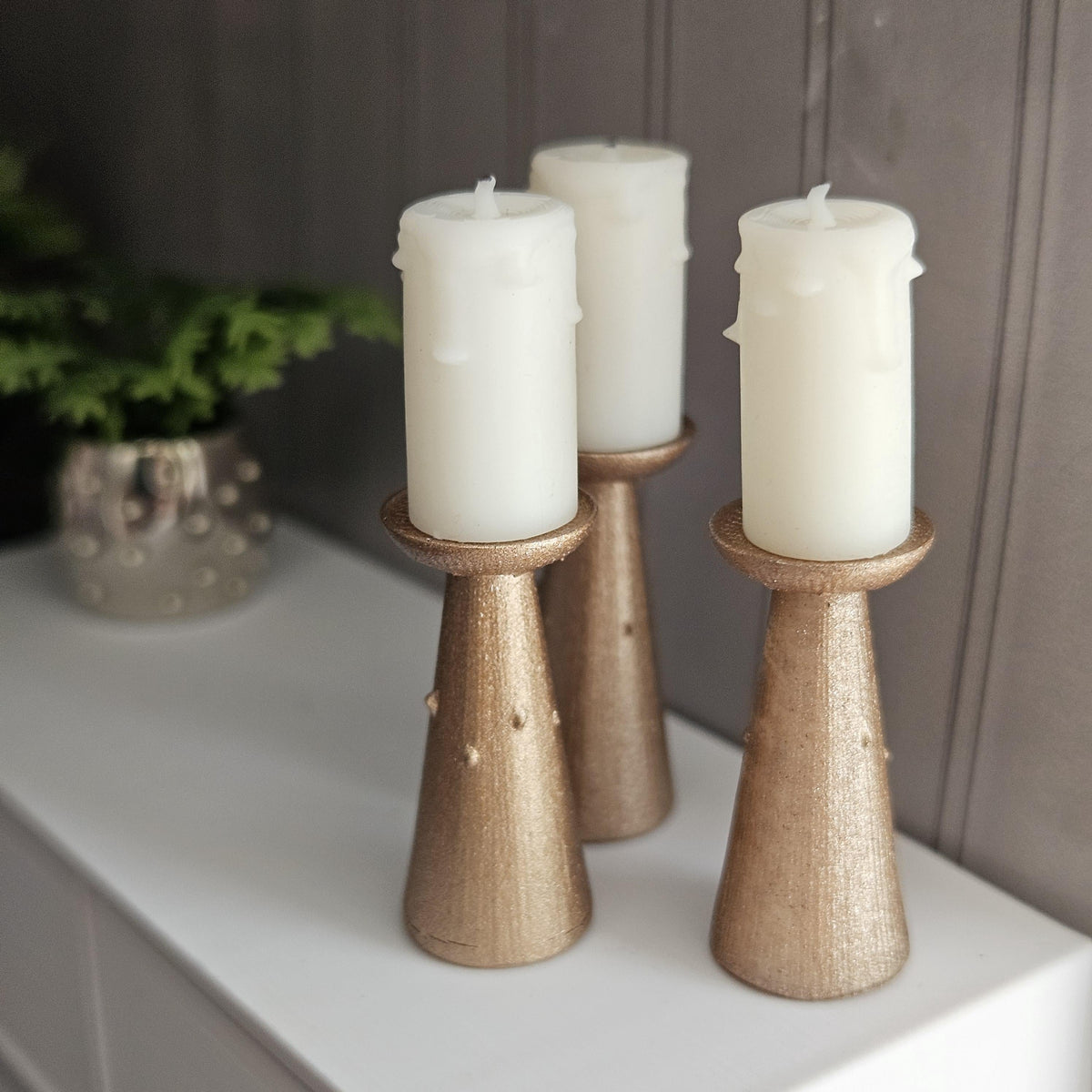 Dolls House Candle Stick Set | 3 Mini Candles & Holders | Mantel & Table Decor | 1:12 Scale