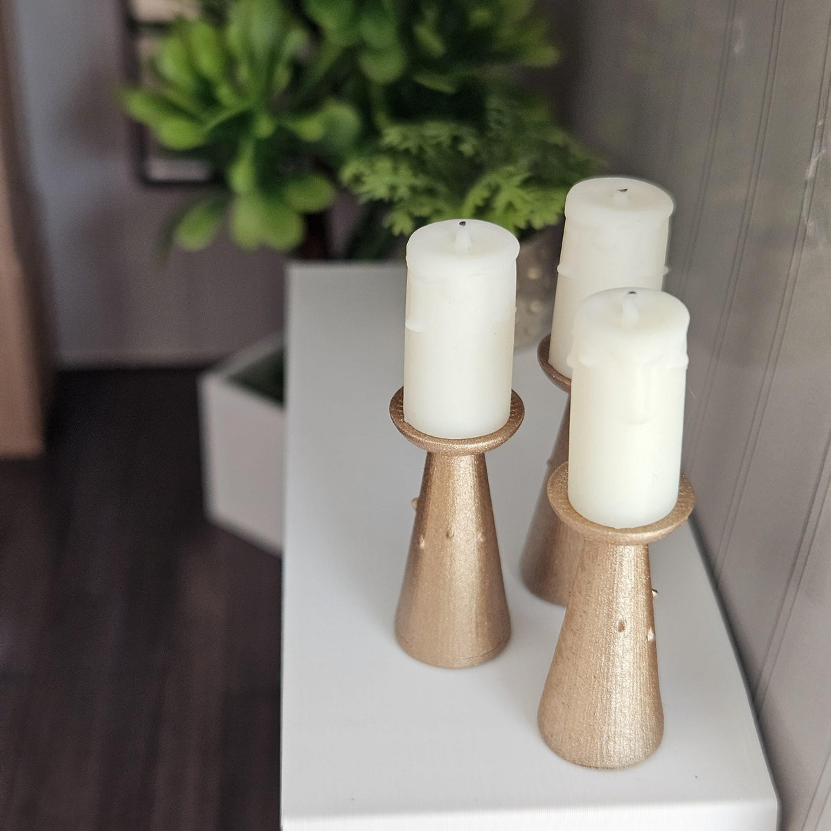 Dolls House Candle Stick Set | 3 Mini Candles & Holders | Mantel & Table Decor | 1:12 Scale