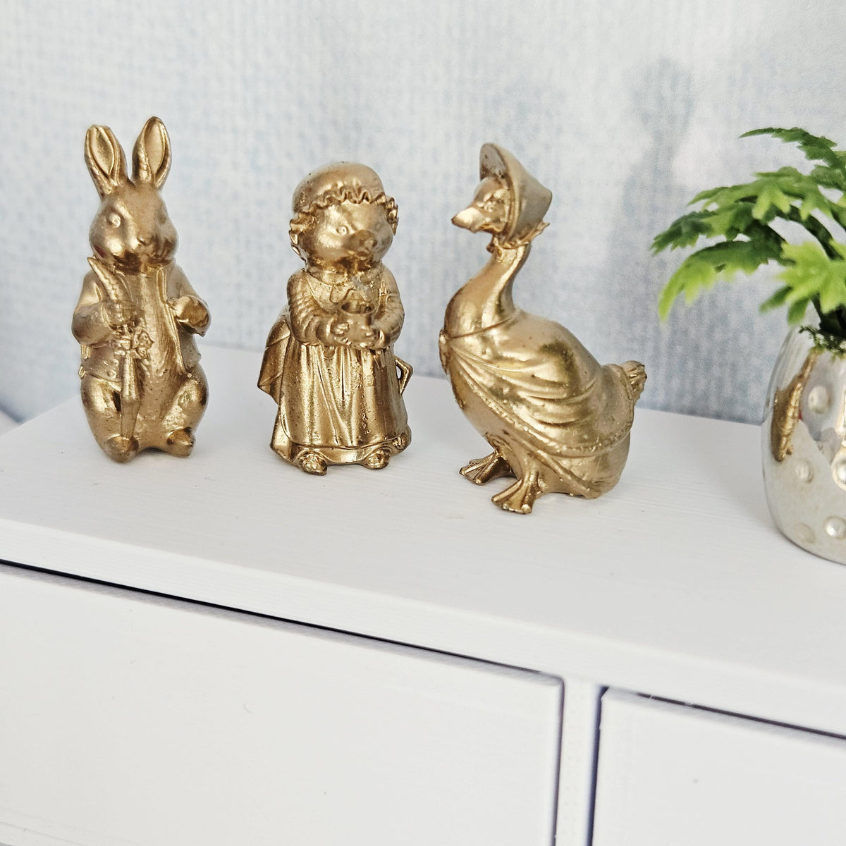 Dolls House Animal Ornament Set | Rabbit, Hedgehog & Duck | Miniature Nursery Decor | 1:12 Scale