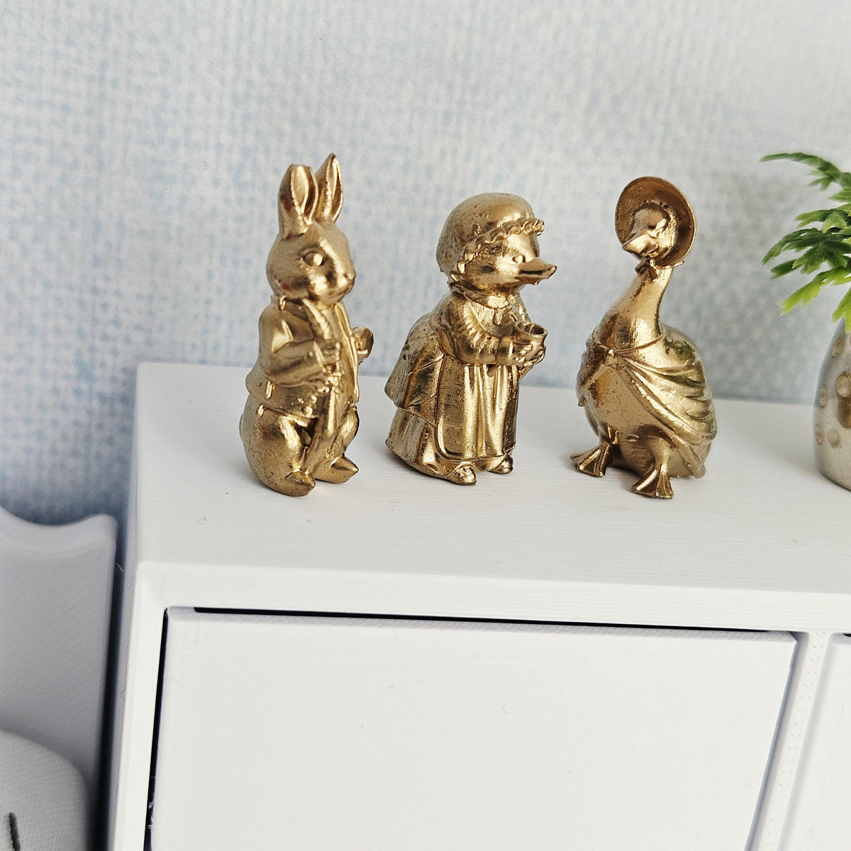 Dolls House Animal Ornament Set | Rabbit, Hedgehog & Duck | Miniature Nursery Decor | 1:12 Scale