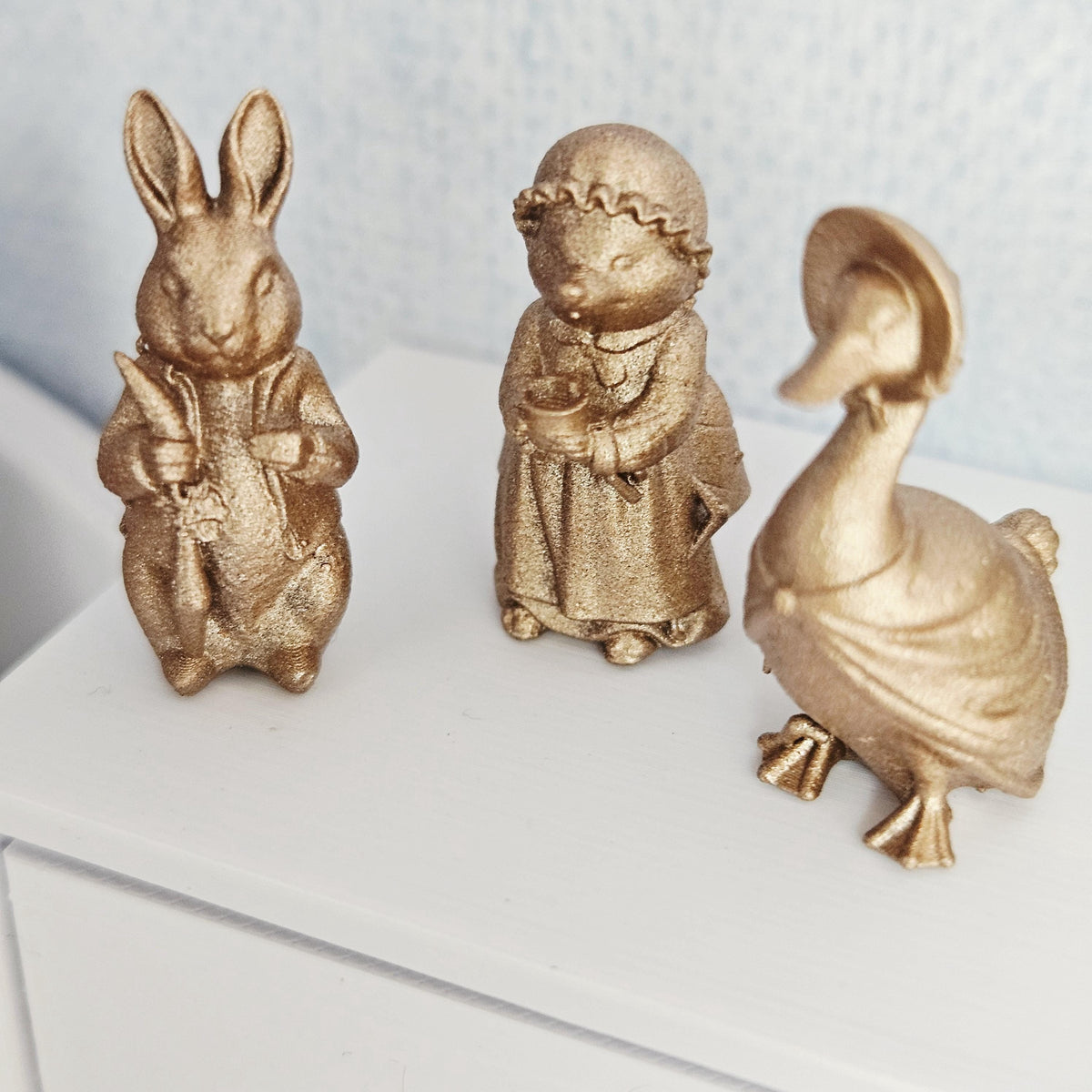 Dolls House Animal Ornament Set | Rabbit, Hedgehog & Duck | Miniature Nursery Decor | 1:12 Scale