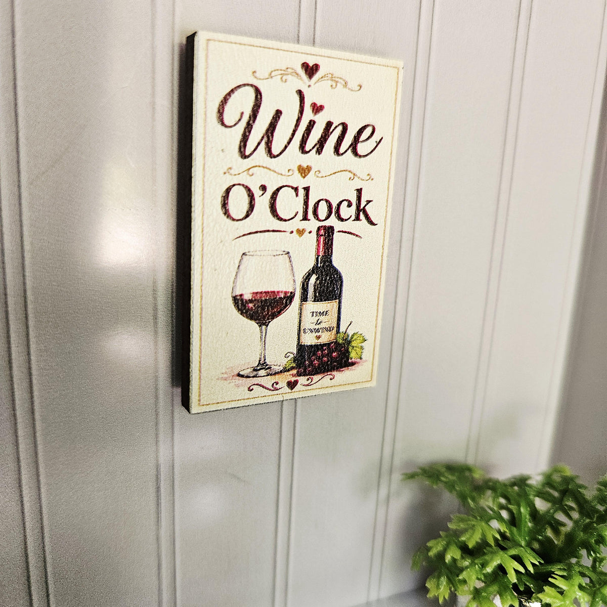 Dolls House Wine O’Clock Sign | Mini Kitchen Wall Art | Bar & Dining Decor | 1:12 Scale