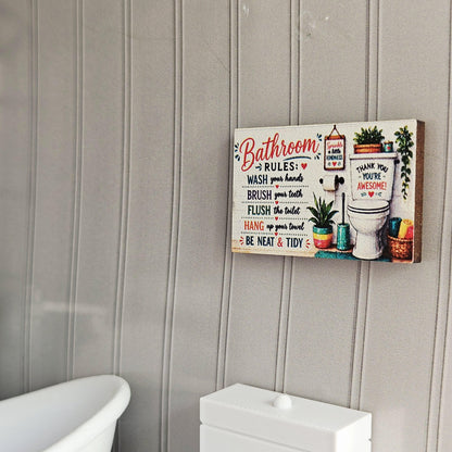 Bathroom Rules Sign – alternate view 2 | 1:12 scale dolls house miniature