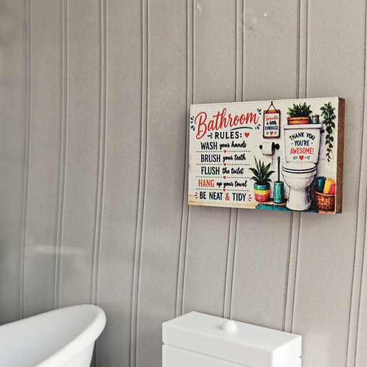 Bathroom Rules Sign – alternate view 2 | 1:12 scale dolls house miniature