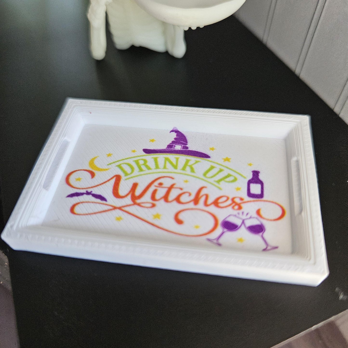 Dolls House Halloween Tray | “Drink Up Witches” Serving Tray | Mini Drinks Tray | 1:12 Scale