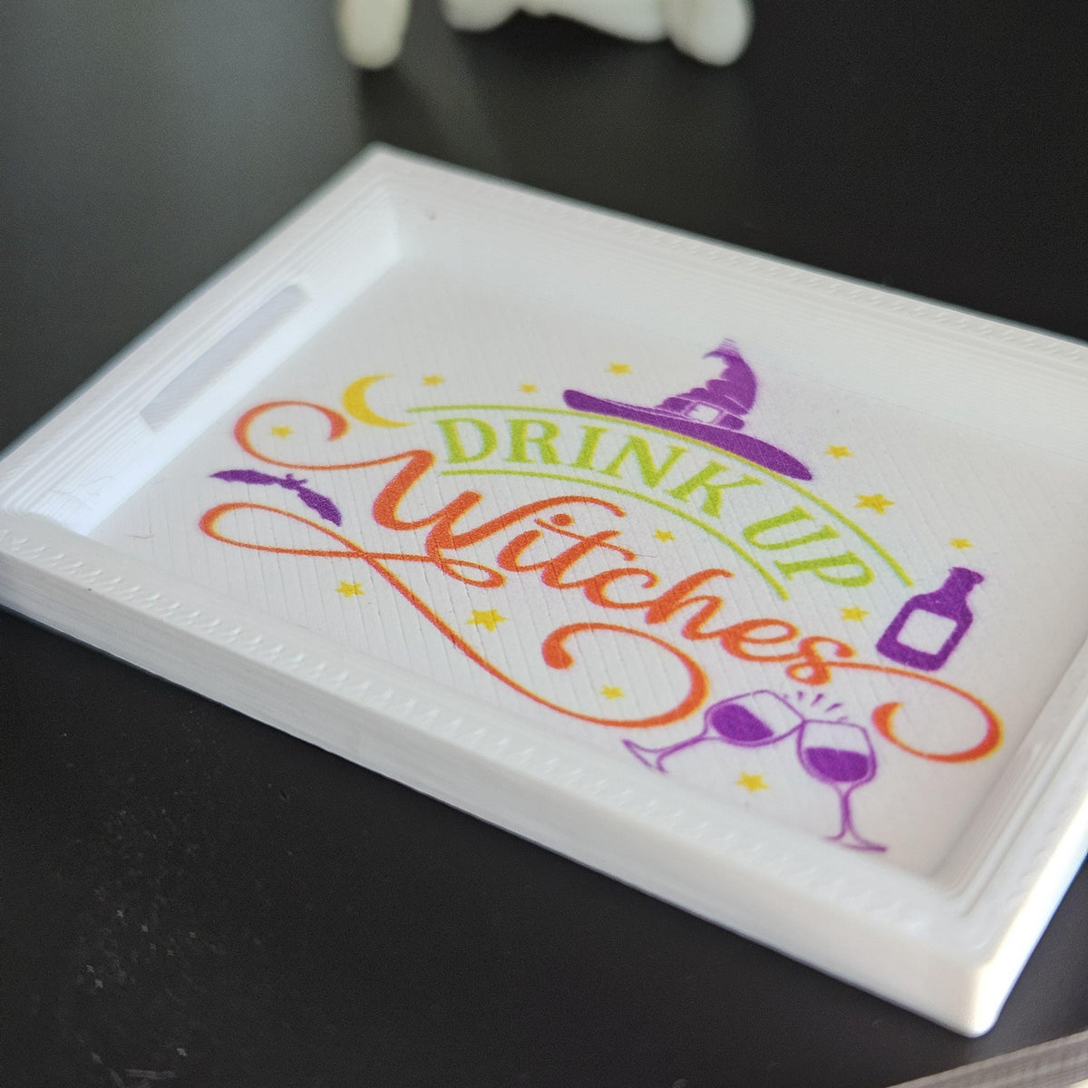 Dolls House Halloween Tray | “Drink Up Witches” Serving Tray | Mini Drinks Tray | 1:12 Scale