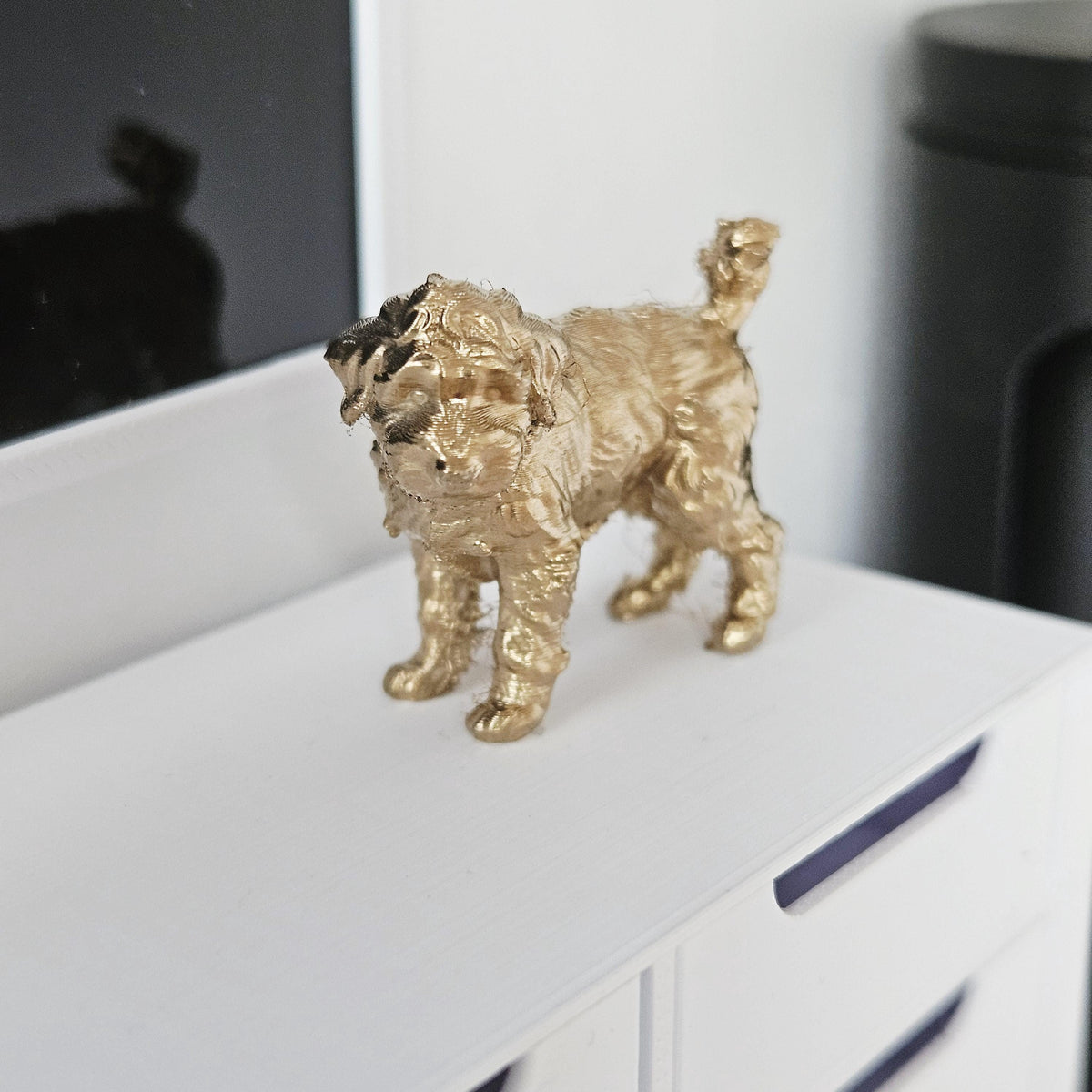 Dolls House Cockapoo Dog Ornament | Miniature Pet Figure | Gold, Silver or Copper | 1:12 Scale