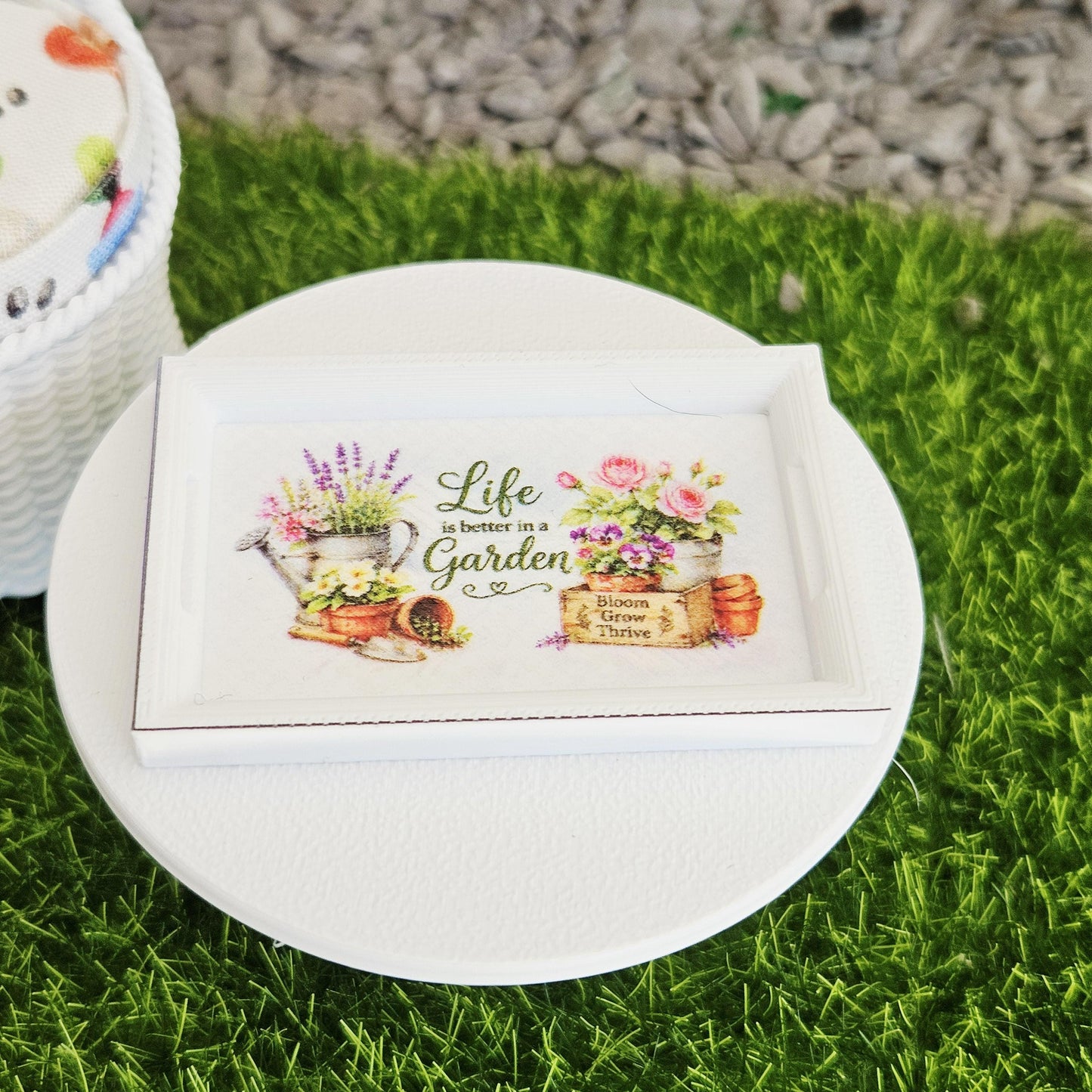 Dolls House Garden Tray | “Life is Better in the Garden” | Miniature Serving Tray | 1:12 Scale