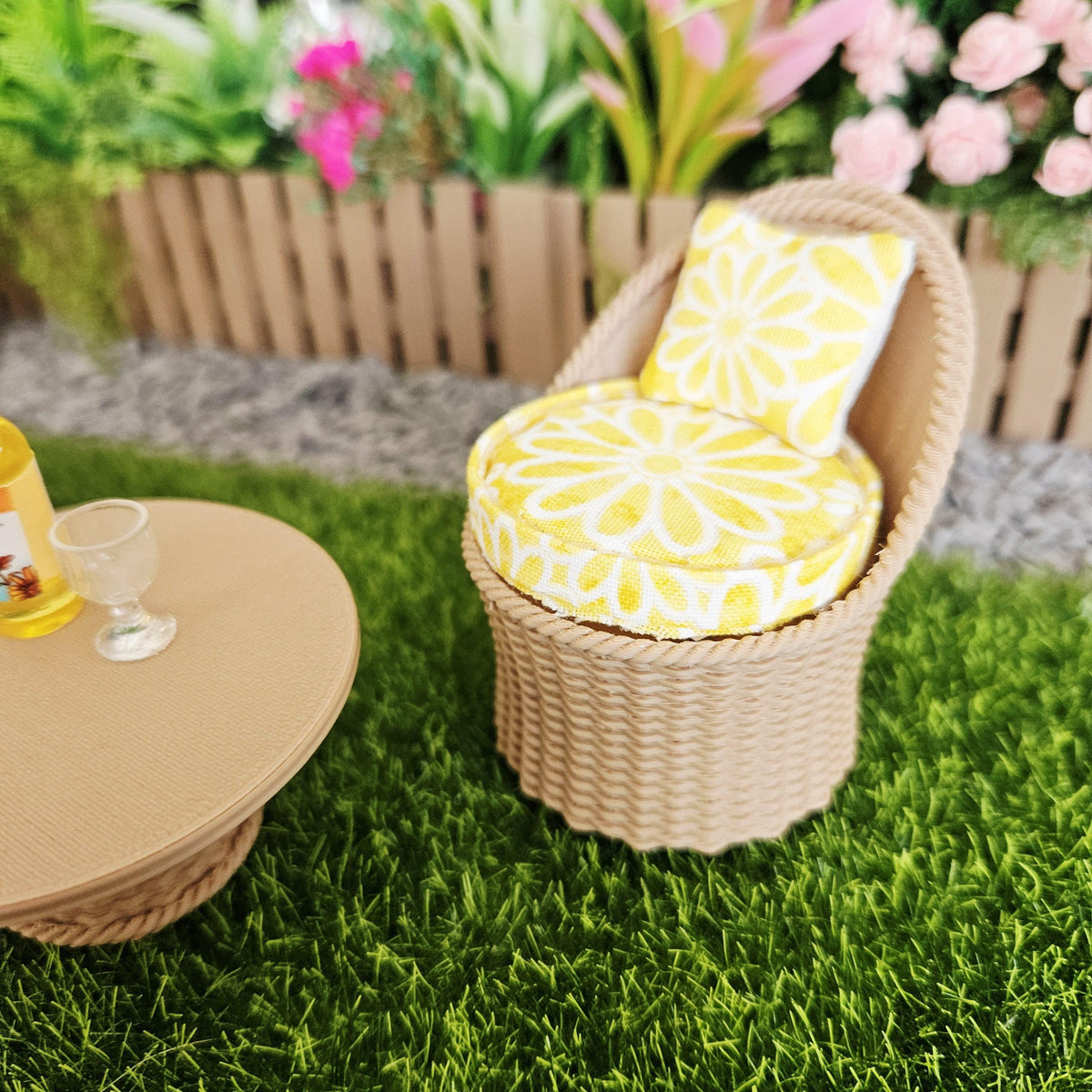 Garden Chair Set |Wooden Effect | 12th scale, Miniature
