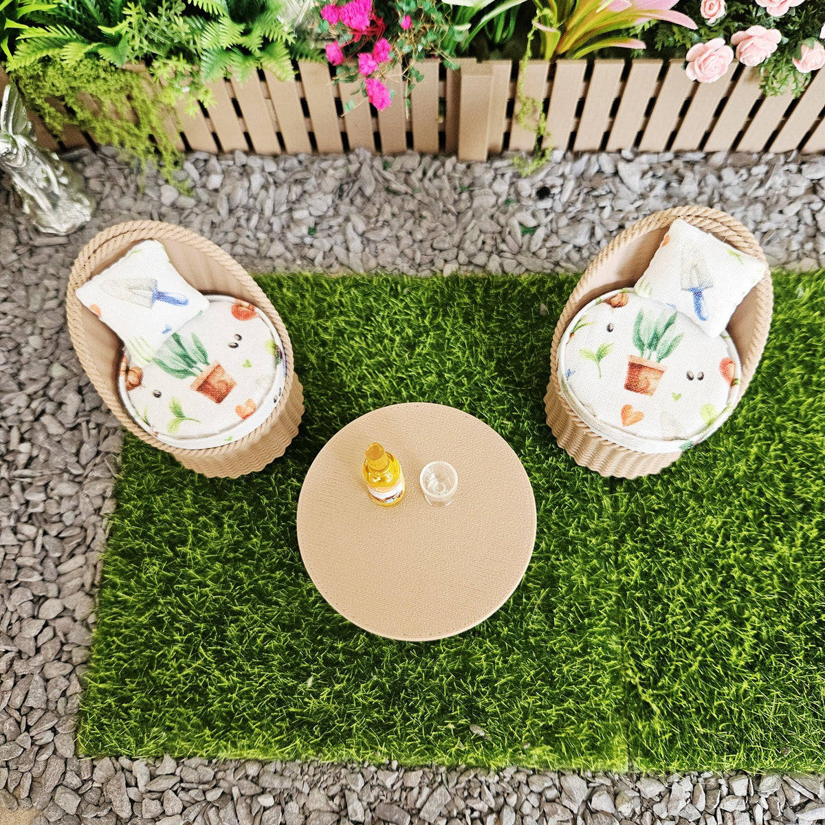 Garden Chair Set |Wooden Effect | 12th scale, Miniature