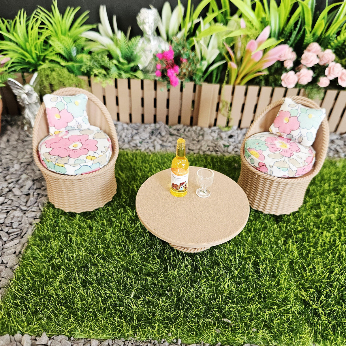 Garden Chair Set |Wooden Effect | 12th scale, Miniature