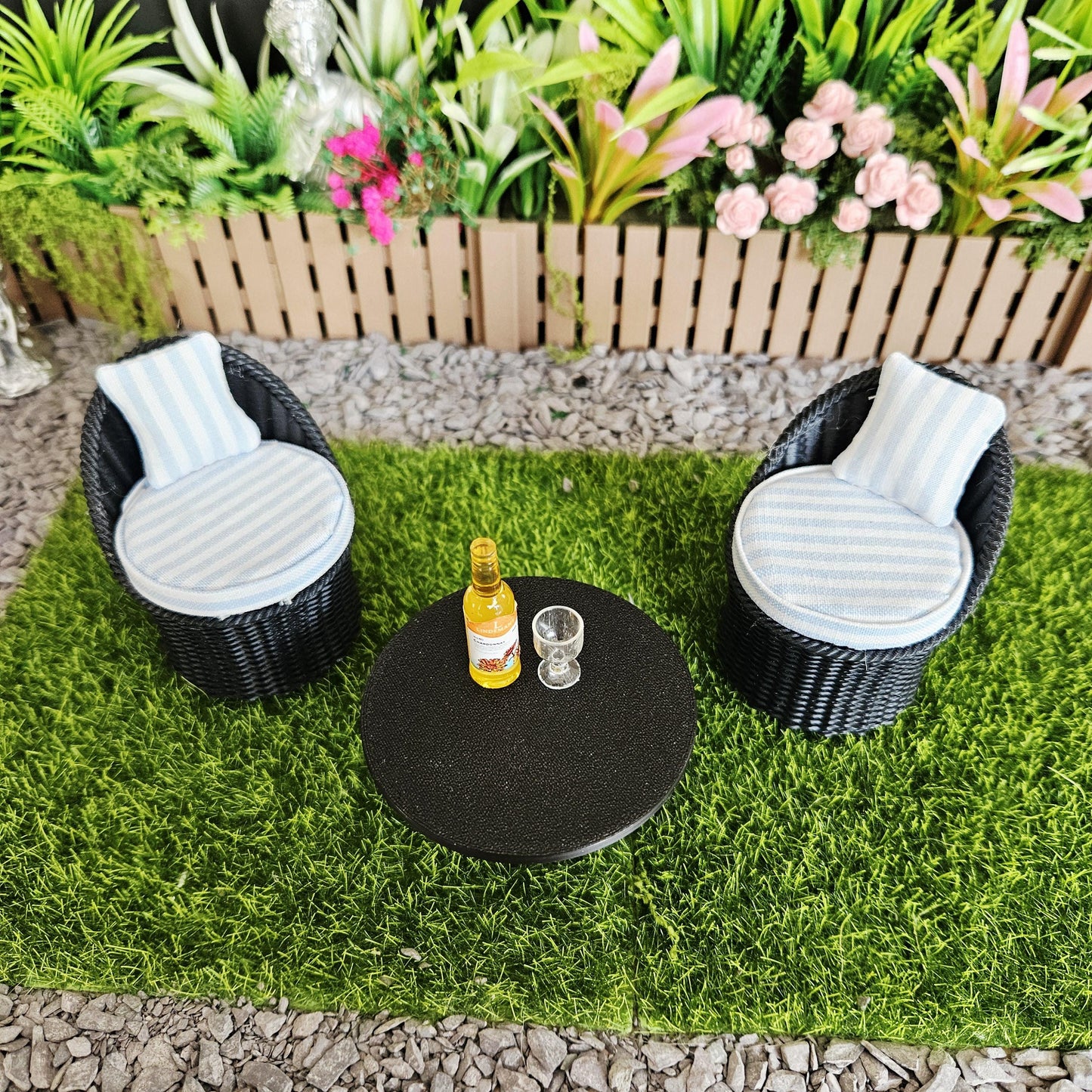 Garden Chair Set, Black, 12th scale