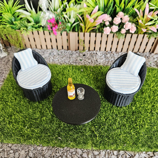 Garden Chair Set, Black, 12th scale