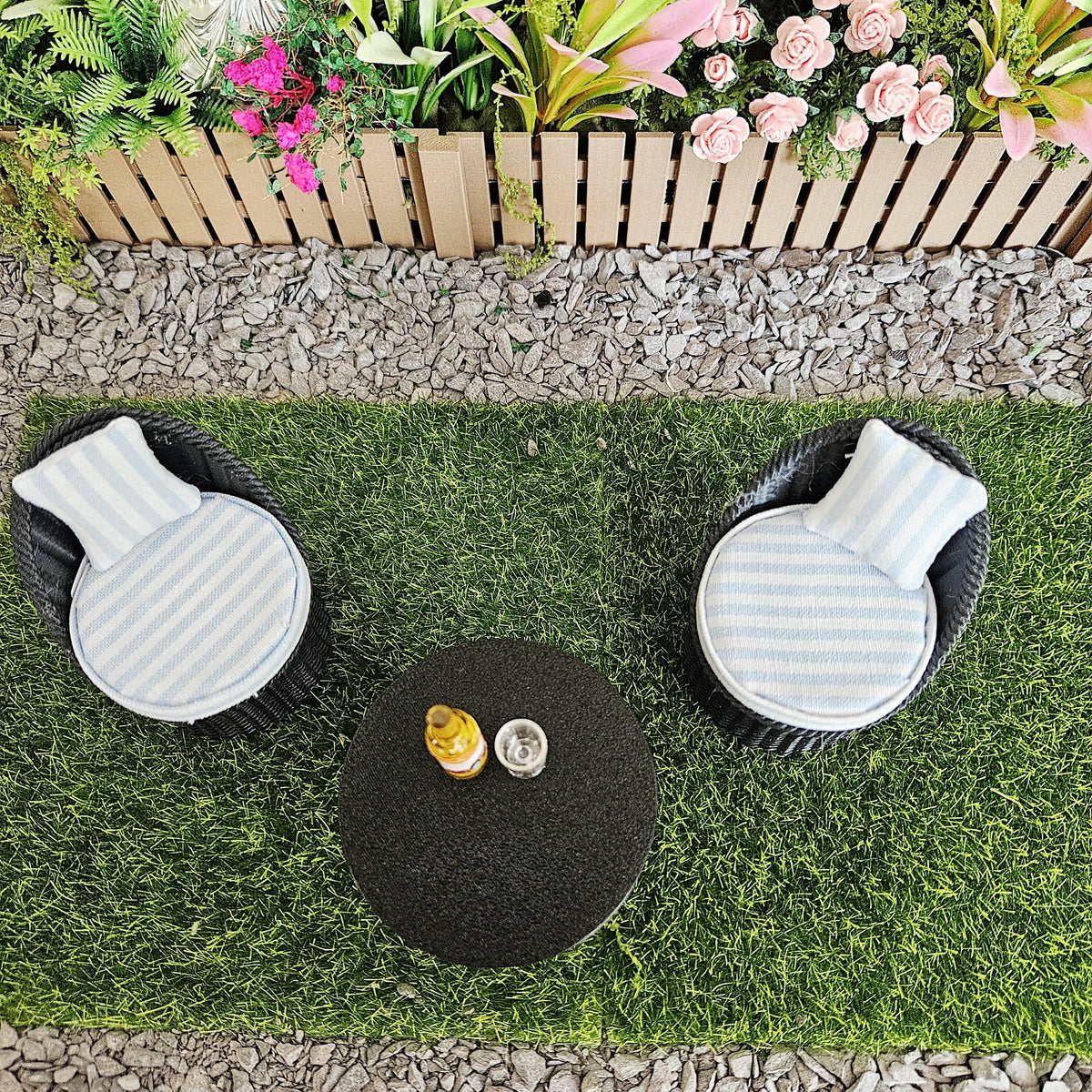 Garden Chair Set, Black, 12th scale