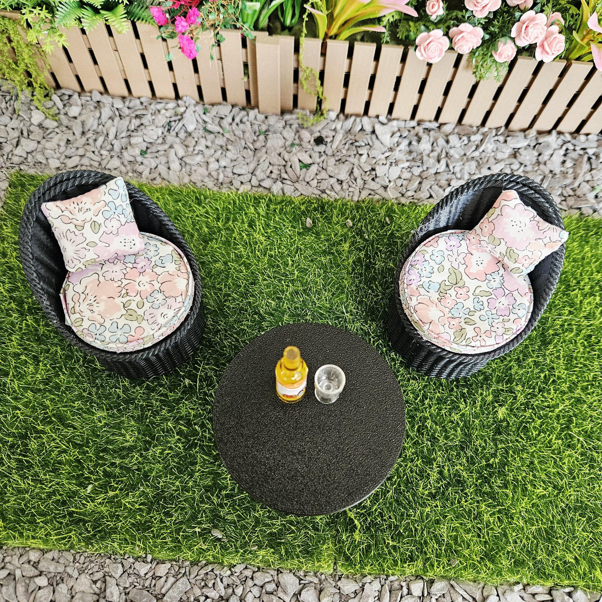 Garden Chair Set, Black, 12th scale