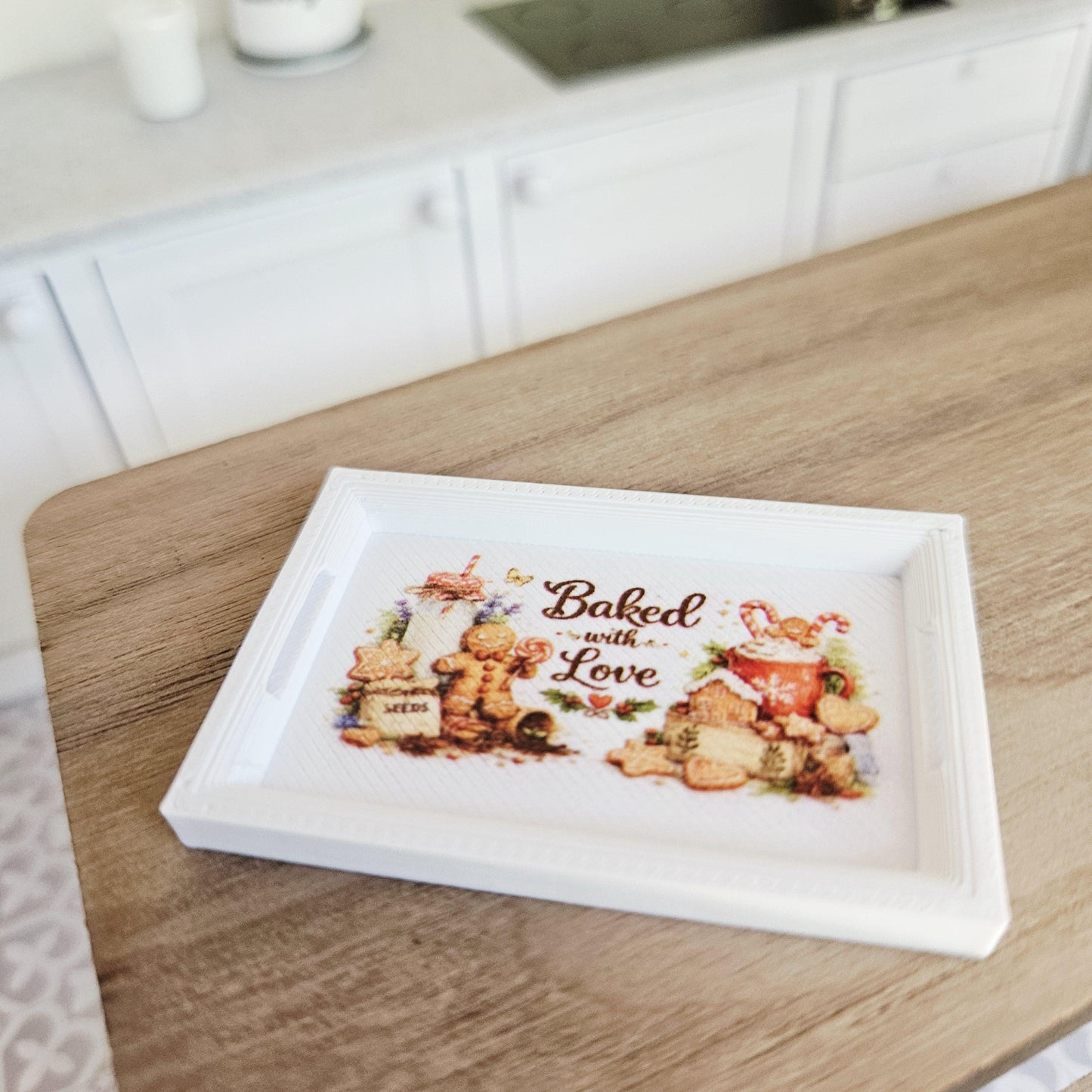 Dolls House Miniature Christmas Kitchen Tray, 1:12 Scale