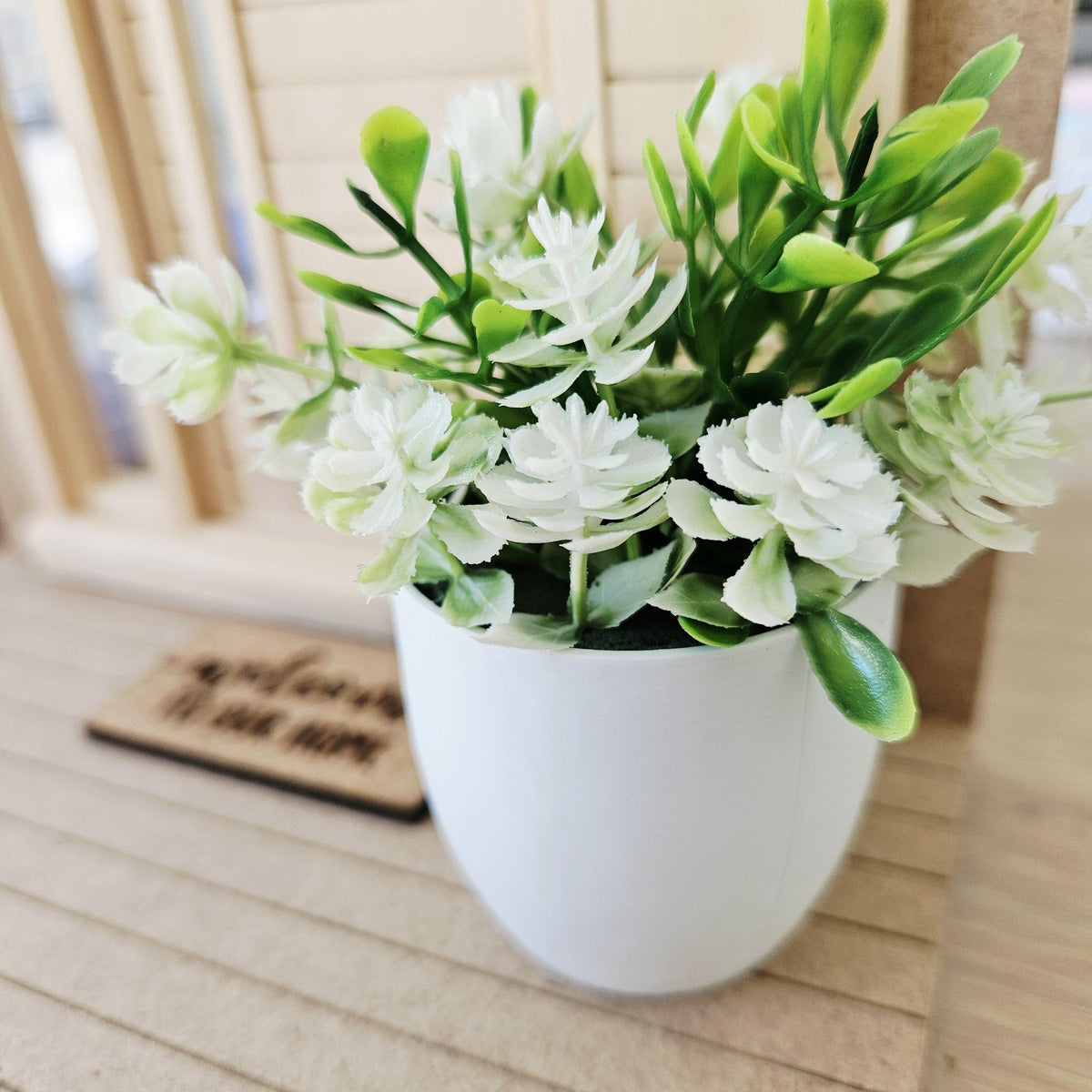 Large Plant Pot with White Flowers | Oversized Planter | Choice of Colours | 1:12 Scale