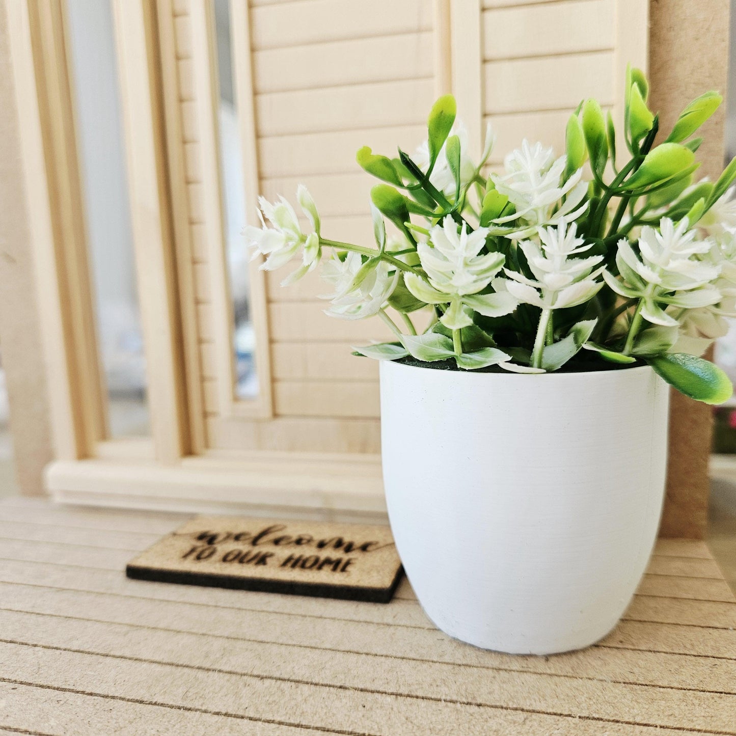 Large Plant Pot with White Flowers | Oversized Planter | Choice of Colours | 1:12 Scale